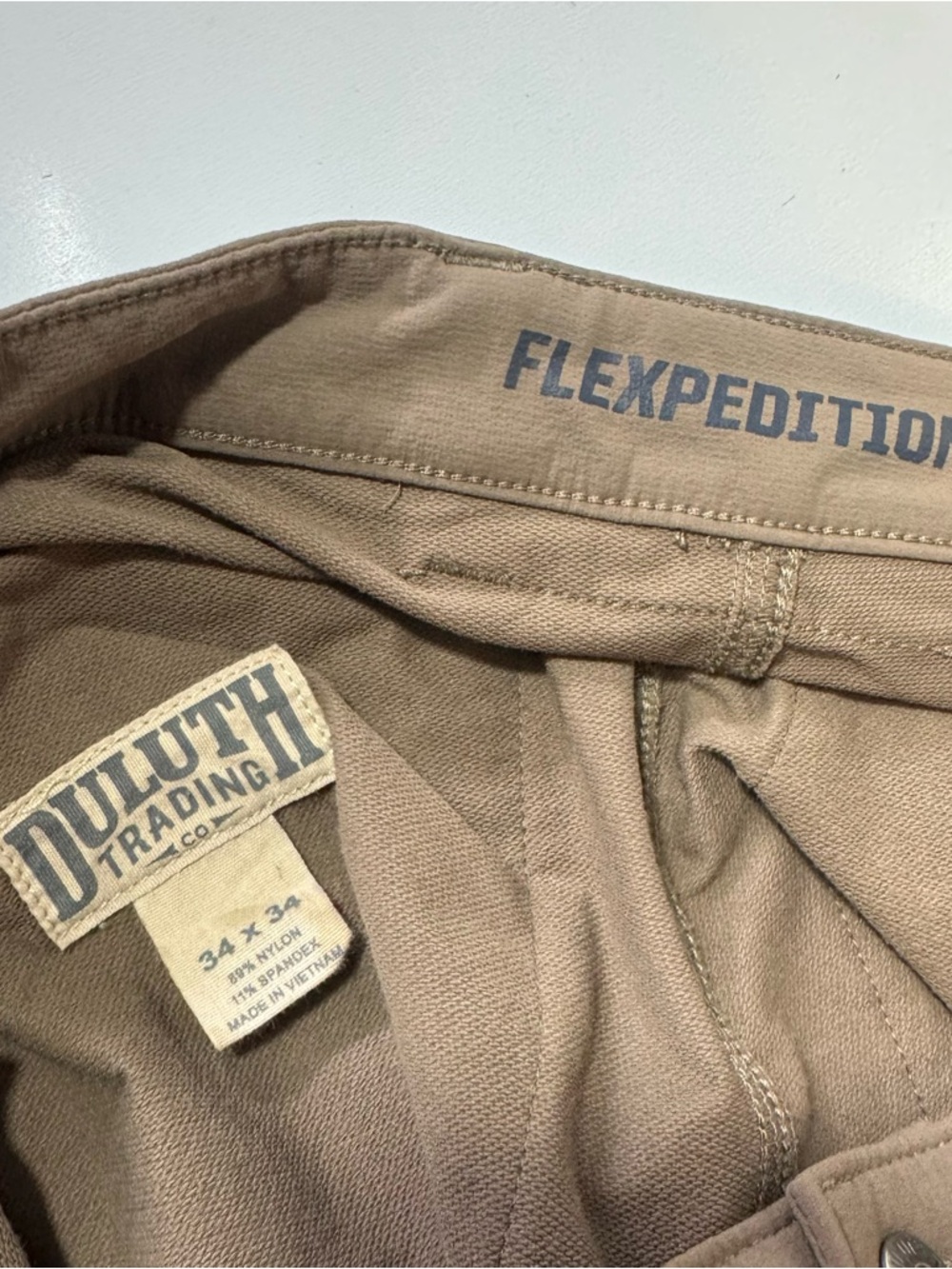 Duluth Trading Co Men's Flexpedition Pants Brown Fleece Lined 34x 34 Packable - Picture 6 of 7
